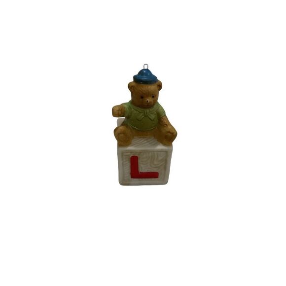 Vintage Bear On Alphabet Block Ornament - Picture 2 of 9
